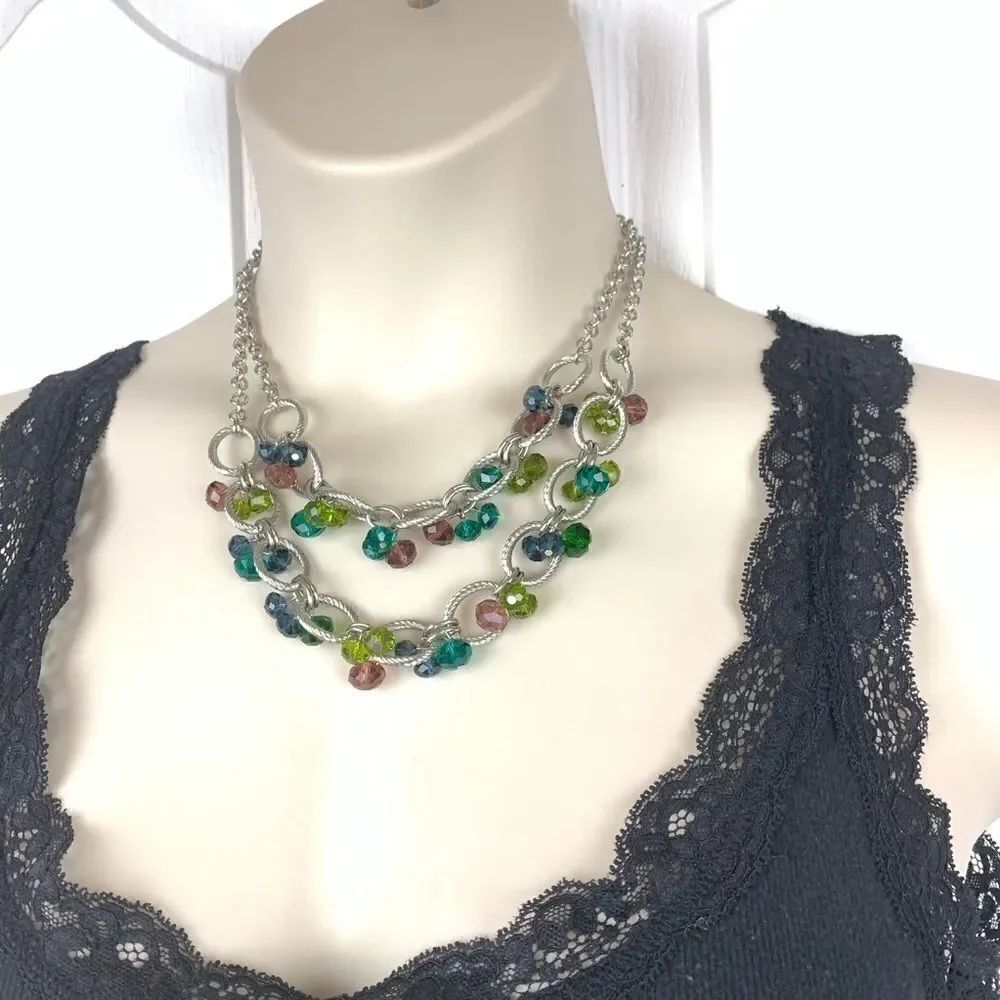Double Strand Statement Necklace‎